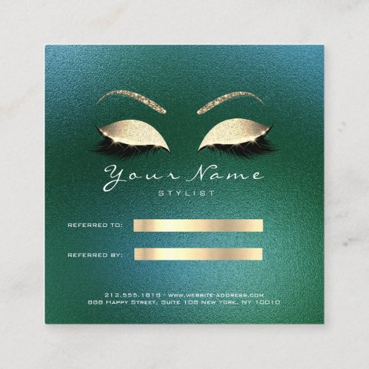 Salon Referral Kaart Glitter Gold Tropical Lashes (Achterkant)