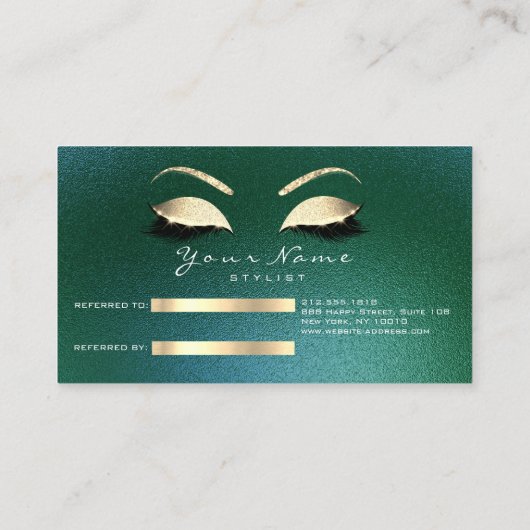 Salon Referral Kaart Glitter Gold Woodland Lashes (Achterkant)