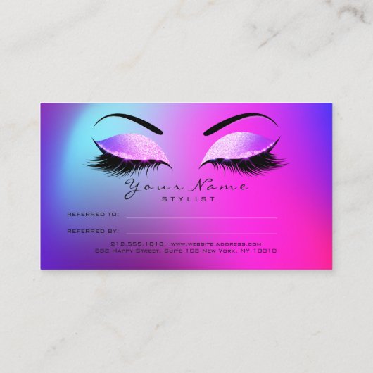 Salon Referral Kaart Glitter Miami Pink Lashes (Achterkant)