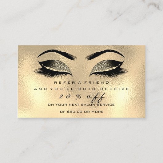 Salon Referral Kaart Makeup Artist Gold Wax Lashes (Voorkant)
