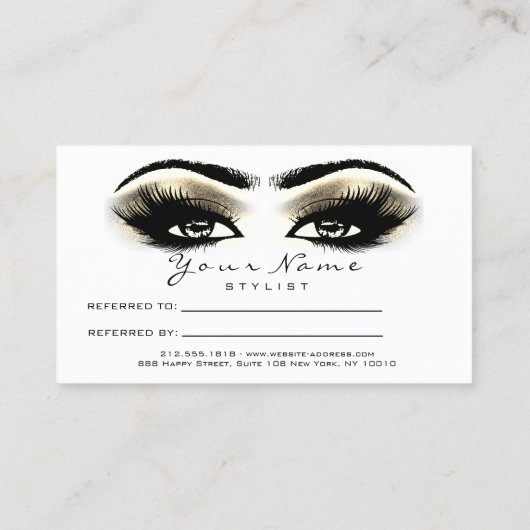 Salon Referral Kaart Makeup Lash Eye Gold White (Achterkant)