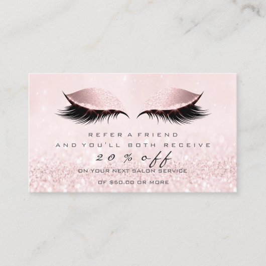 Salon Referral Kaart Makeup Pink Princess Lashes (Voorkant)