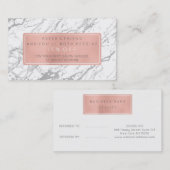 Salon Referral Kaart Pink Gold Roos White Marble (Voorkant / Achterkant)