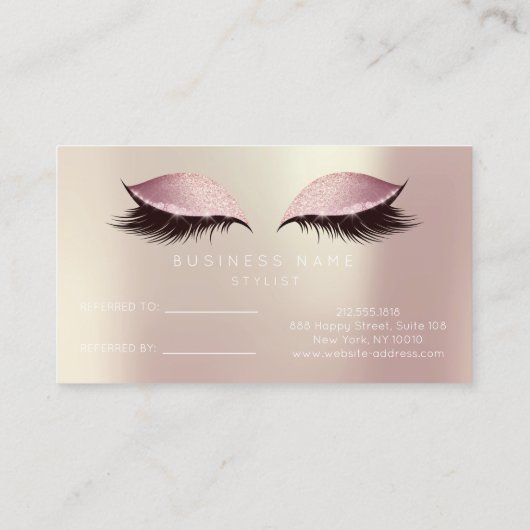 Salon Referral Kaart Roze Roze Roze Lashes (Achterkant)
