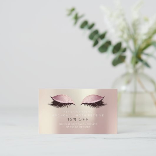 Salon Referral Kaart Roze Roze Roze Lashes (Staand voorkant)