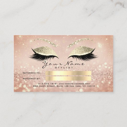 Salon Referral Kaart Skinny Gold Roos Lashes (Achterkant)