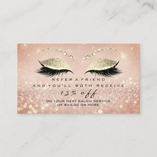 Salon Referral Kaart Skinny Gold Roos Lashes (Voorkant)