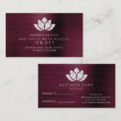 Salon Referral Kaart White Diamond Lotus Burgundy (Voorkant / Achterkant)