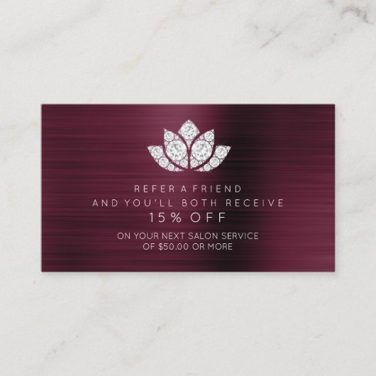 Salon Referral Kaart White Diamond Lotus Burgundy (Voorkant)