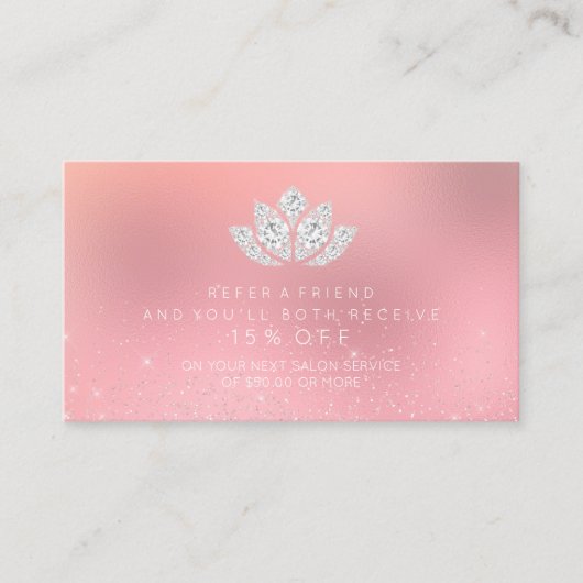 Salon Referral Kaart White Diamond Lotus Pink Rose (Voorkant)