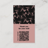 Salon Roze & Zwart Haar Gereedschap Patroon QR Dan Klantenkaartje (Voorkant)