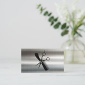 Salon schaar en kam Logo | Metallic Visitekaartje (Staand voorkant)