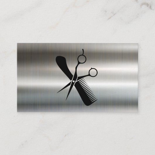 Salon schaar en kam Logo | Metallic Visitekaartje (Voorkant)