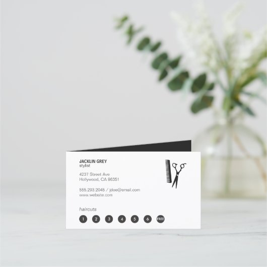 Salon schaar & kam (ponskaart 7) klantenkaartje (Voorkant)