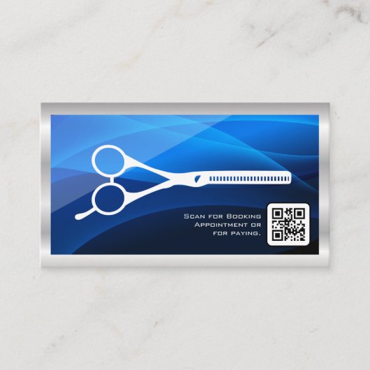 Salon Scharen | Blue Waves Lagen | QR Code Visitekaartje (Voorkant)