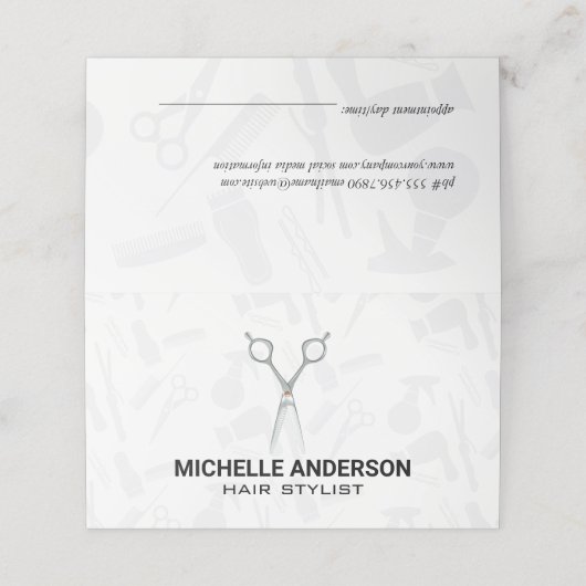 Salon Scharen | Kapsalon Kapper Afsprakenkaart (Buitenkant ongevouwen)