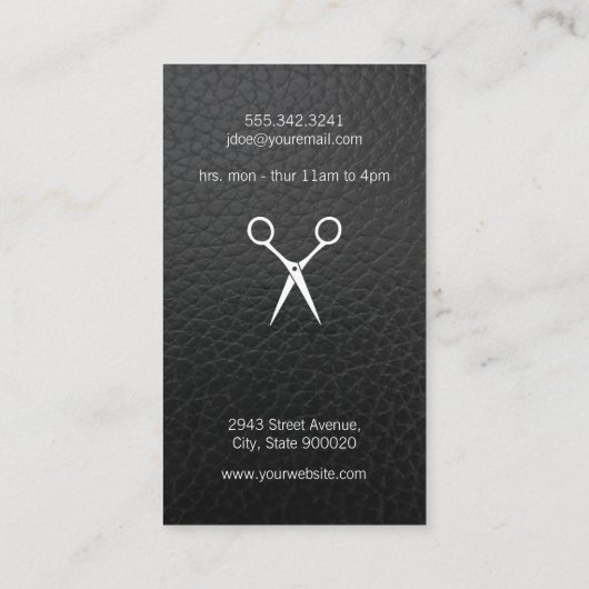 Salon Scharen Lush Zwart Leerprint Visitekaartje (Achterkant)