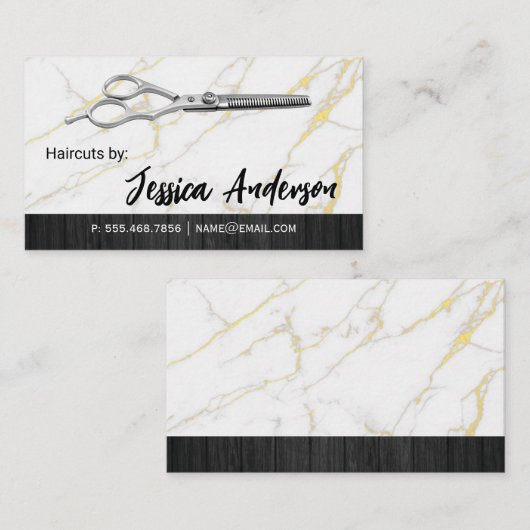 Salon Scharen | Marmer Hout Visitekaartje (Voorkant / Achterkant)