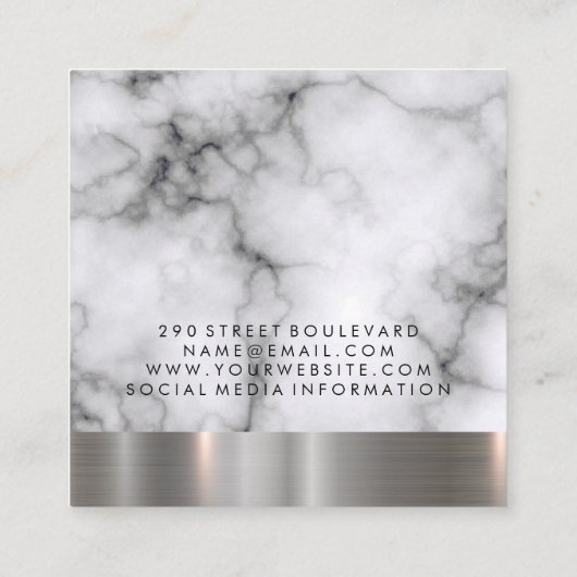 Salon Scharen Marmeren Metalen Afwerking Vierkante Visitekaartje (Achterkant)