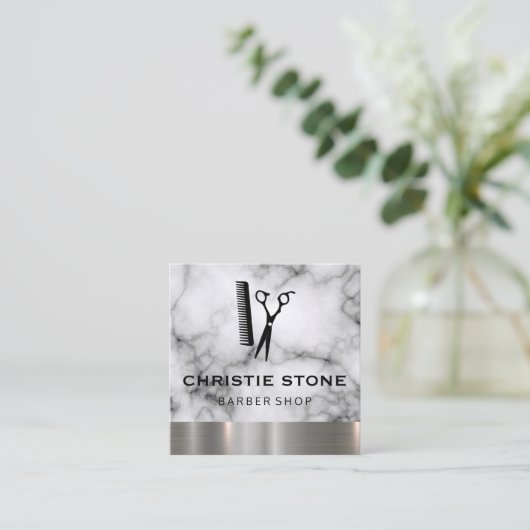 Salon Scharen Marmeren Metalen Afwerking Vierkante Visitekaartje (Staand voorkant)