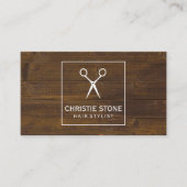 Salon scheert rustieke houten witte doos visitekaartje (Voorkant)