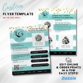 ⭐️SALON SCHOONHEID TEAL GOUD MEISJE Eenvoudige LOG Flyer