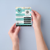 ⭐️SALON SCHOONHEID TEAL GOUD MEISJE Eenvoudige LOG Flyer (Hand)