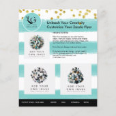 ⭐️SALON SCHOONHEID TEAL GOUD MEISJE Eenvoudige LOG Flyer (Achterkant)