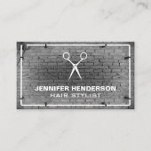 Salon Scissors | Brick Wall Neon Lichten Visitekaartje (Voorkant)