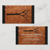 Salon Scissors | Bruin lederen textiel Afsprakenkaartje (Voorkant / Achterkant)