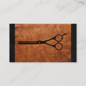 Salon Scissors | Bruin lederen textiel Afsprakenkaartje (Voorkant)
