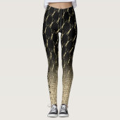 Salon Scissors Gold Glitter Gradient Monogram Leggings (Voorkant)