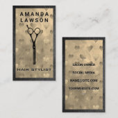 Salon Scissors | Gold Heart Pattern | Lederbekledi Visitekaartje (Voorkant / Achterkant)