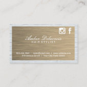 Salon Scissors | Gold Metal Brick | QR-code Visitekaartje (Achterkant)