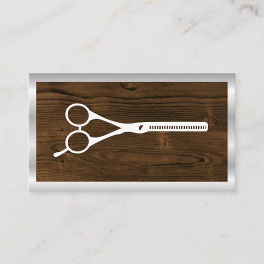 Salon Scissors | Houtmetaal Visitekaartje (Voorkant)