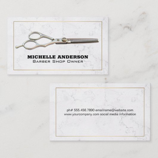 Salon Scissors | Marmer Visitekaartje (Voorkant / Achterkant)