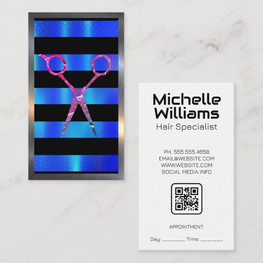 Salon Scissors | Metaalstrips Afsprakenkaartje (Voorkant / Achterkant)