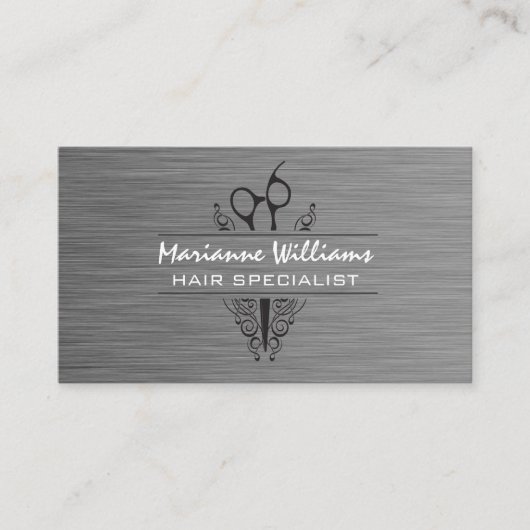 Salon Scissors | Metaalstructuur Visitekaartje (Voorkant)