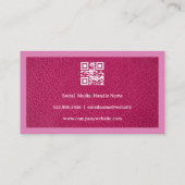 Salon Scissors | Roze leder | QR Visitekaartje (Achterkant)