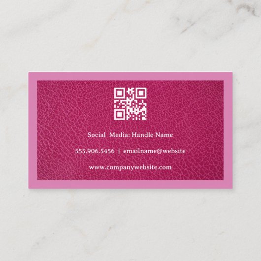 Salon Scissors | Roze leder | QR Visitekaartje (Achterkant)