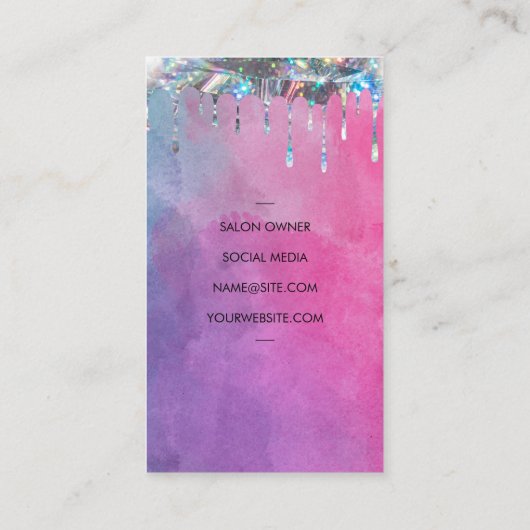 Salon Scissors | WATERVERF | Shimmer Drip Visitekaartje (Achterkant)