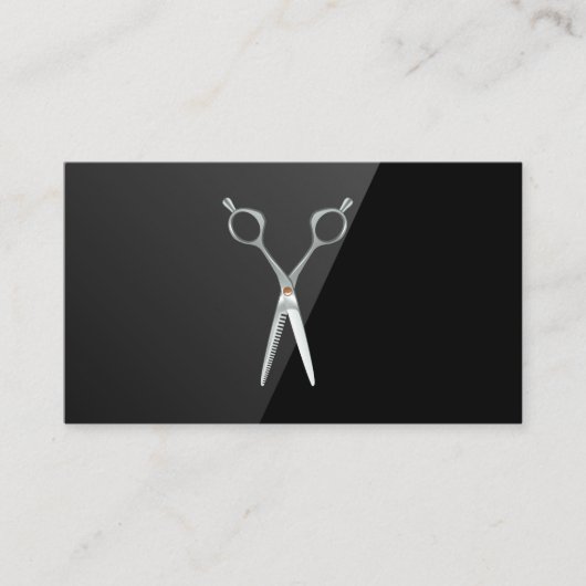 Salon Scissors | Zwart hoogglanzend Visitekaartje (Voorkant)