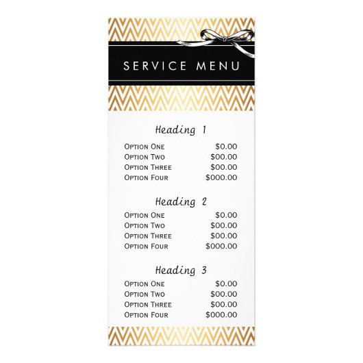 Salon Service Menu Gold Stripes Modern Chic (Voorkant)
