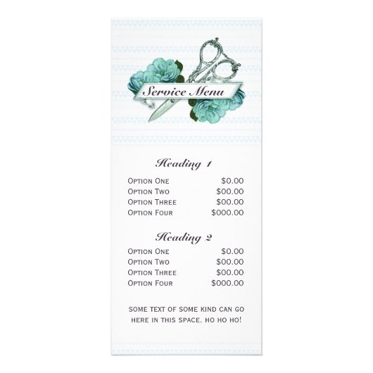 Salon Service Menu Schaar Bloemenblauw (Voorkant)