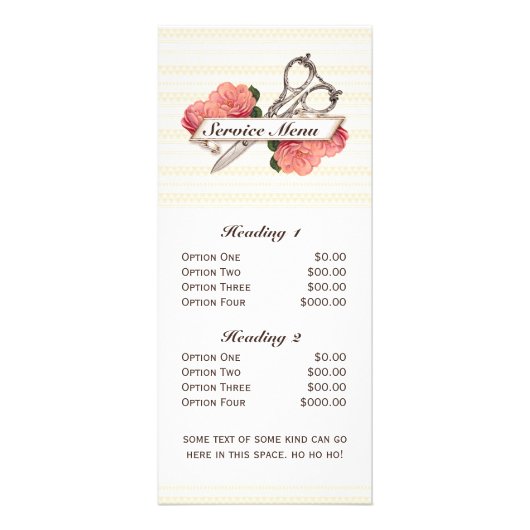 Salon Service Menu Schaar Bloemenroze (Voorkant)