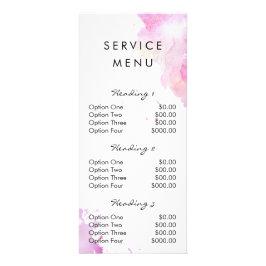 salon service menu waterverf verfsplaat