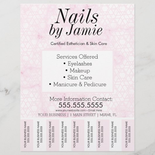 Salon Service Roze Goud Business Afscheurstroken  Flyer (Voorkant)