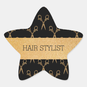 Salon Shears Glitter Hair Stylist Ster Sticker