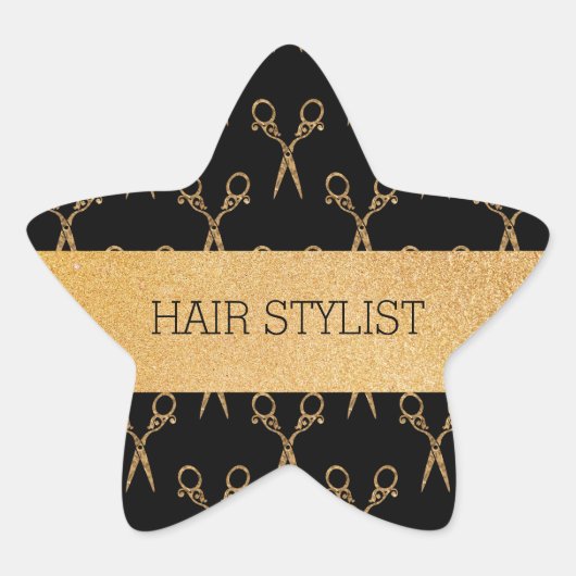 Salon Shears Glitter Hair Stylist Ster Sticker (Voorkant)