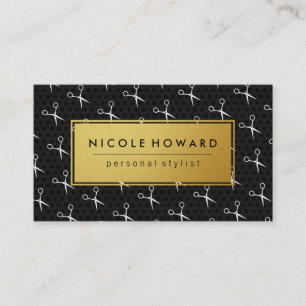 Salon Shears Gold Lijst Black Geometric Background Visitekaartje